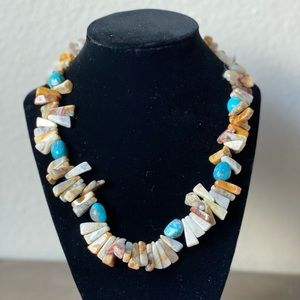 NWOT Genuine Agate & Turquoise Collar Necklace